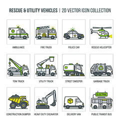 Emergency and Utility Vehicle Icons Collection © muse