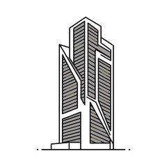 Fototapeta premium A sleek skyscraper stands tall in the city, showcasing modern architecture and urban landscape.