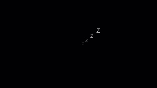 Animated zzz sleep symbol with an alpha channel, Sleep concept, Moving z letters animated user interface element on a transparent background