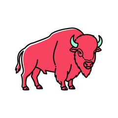 Obraz premium Red Bison Cartoon Red Bison