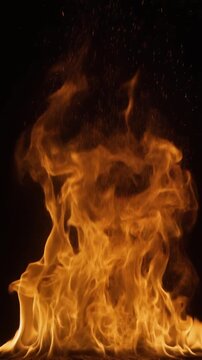 Intense Fire Flames with Sparks on Black Background Generative AI