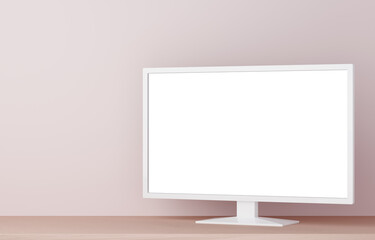 Fototapeta premium 3D素材_テレビ_ベージュ背景