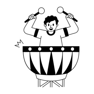 A hand drawn illustration of a timpani player 
