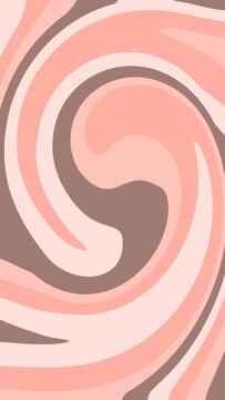 Vertical portrait groovy retro swirl digital background with soft warm pastel pink cream and brown fluid lines modern abstract liquid spiral pattern backdrop for phone wallpaper mobile lockscreen
