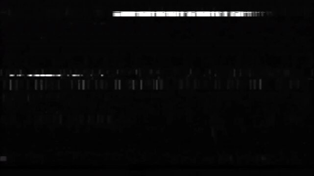 Abstract Digital Glitch Interference on Black Screen.
