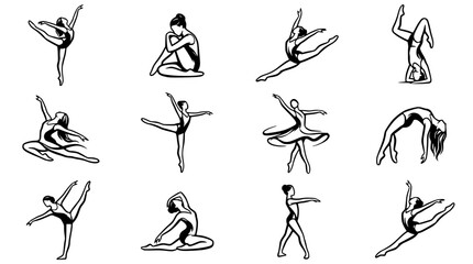 Ballet Dancer Poses Collection: Elegant Silhouettes of Graceful Movement and Artistic Expression © Fajar