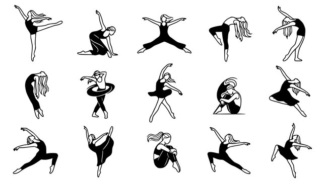 Diverse Ballet Dancer Poses Set - Elegant Modern Dance Silhouettes