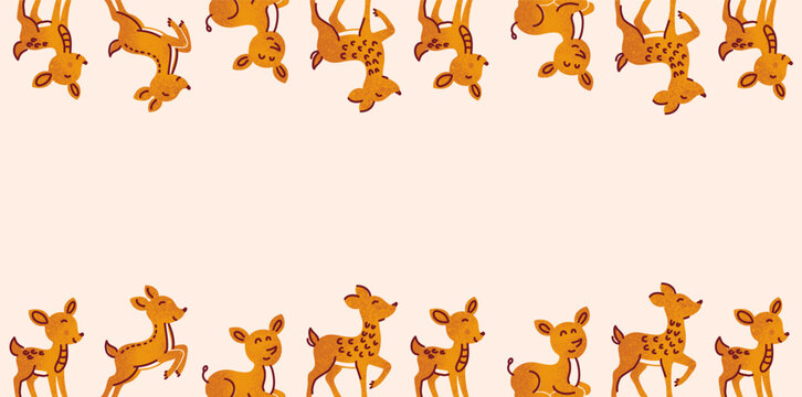 seamless pattern with cute wildlife deer and forest design