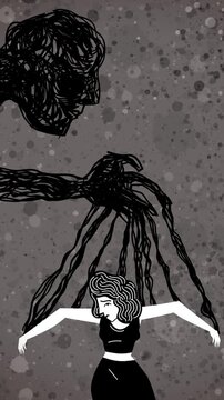tangled shadow manipulating a woman like a puppet