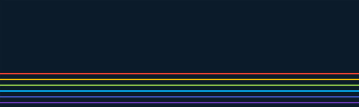 rainbow parallel lines horizontal banner on dark background