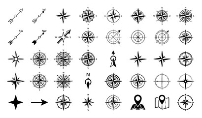 Navigation Compass Rose and North Arrow Vector Icon Collection © Sojib