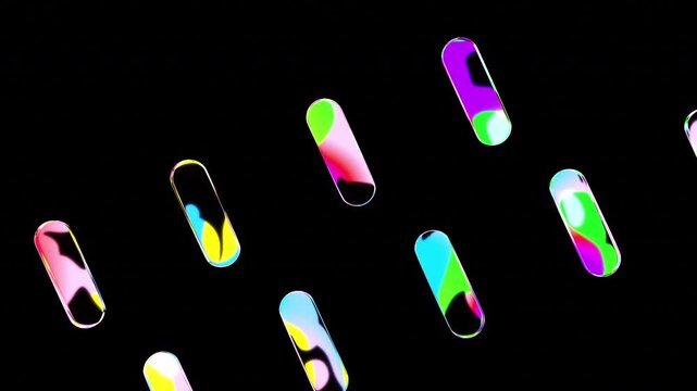 Abstract Holographic 3D Capsules Floating and Rotating with Alpha Channel