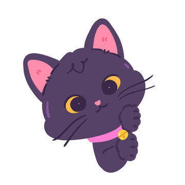 Cute Black Cat Peeking Illustration