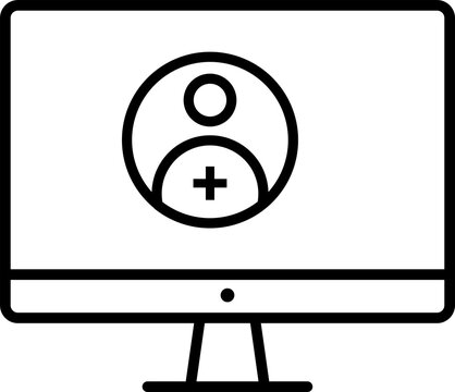 Computer monitor displaying no signal icon. Blank screen with offline or error symbol on isolated display.