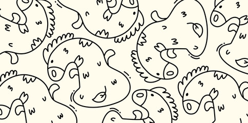 giraffe face character seamless pattern doodle style artistic sketch © foxndeer