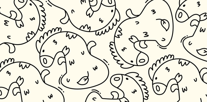 giraffe face character seamless pattern doodle style artistic sketch