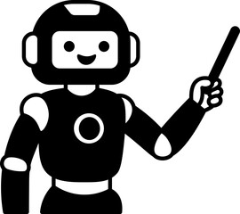 Fototapeta premium cute robot teacher presenting clipart vector outline