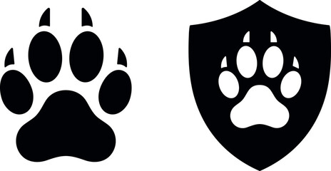 Set of animal paw prints, wolf or dog footprint icons, vector illustration © ISMOTARA