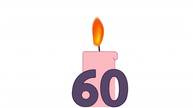60th Anniversary Celebration. Anniversary Date Animation, Alpha Channel. Cartoon