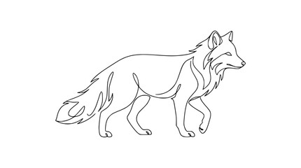 Fototapeta premium Minimalist Fox Line Art Drawing, Single Continuous Line, Elegant Animal Illustration