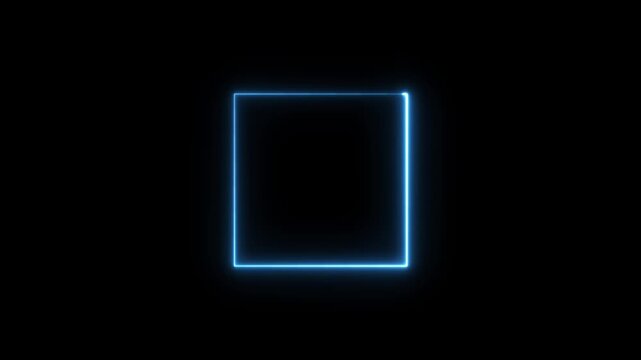 Rectangle animation glowing neon frame background , Neon line box animation, Square rectangle picture frame glowing neon animation on trasparent background.