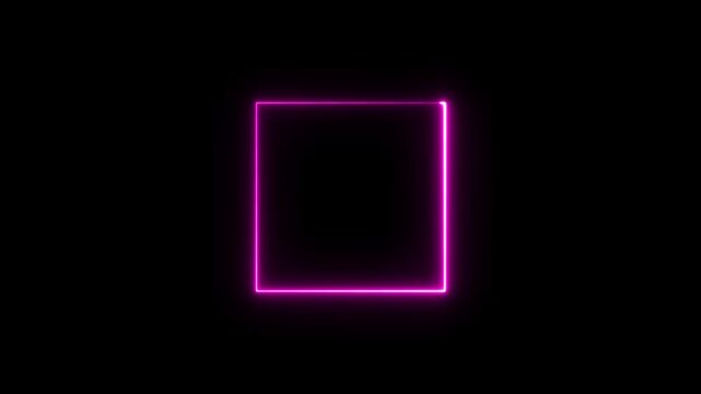 Rectangle animation glowing neon frame background , Neon line box animation, Square rectangle picture frame glowing neon animation on trasparent background.