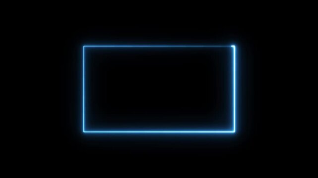 Rectangle animation glowing neon frame background , Neon line box animation, Square rectangle picture frame glowing neon animation on trasparent background.