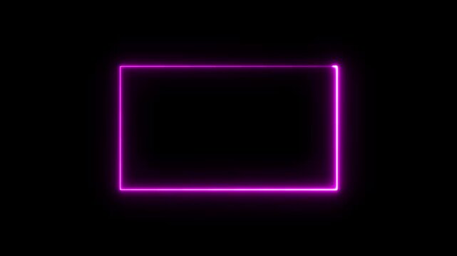 Rectangle animation glowing neon frame background , Neon line box animation, Square rectangle picture frame glowing neon animation on trasparent background.