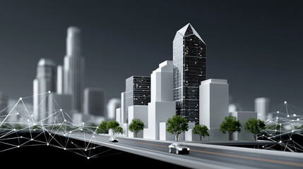 Fototapeta premium Futuristic cityscape AI-powered metropolis AI-driven world AI cities Advanced AI society AI world AI-controlled metropolis Futuristic city AI urban planning AI-powered future Smart city