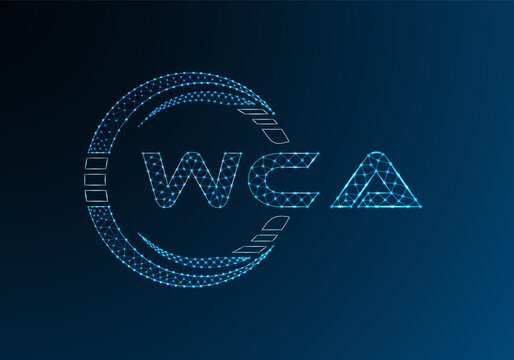 WCA low poly letter logo vector design. WCA lower poly logo design. Low poly logo.