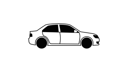 Fototapeta premium Outline drawing of a modern sedan car side view.
