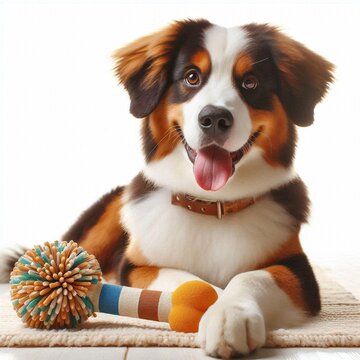 border collie puppy with bone