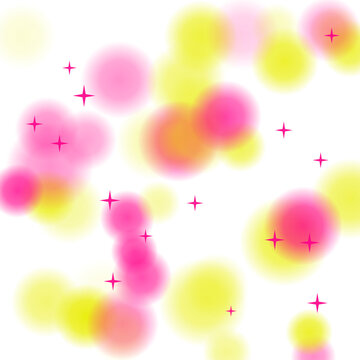 Abstract pink and yellow blurry circles with plus and minus