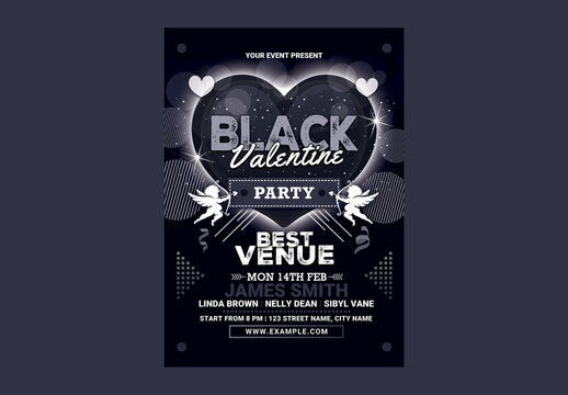 Black Valentine Party Flyer Template