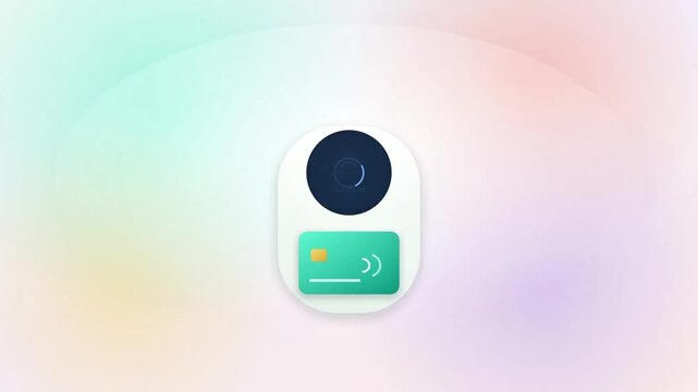 Digital payment terminal animation with declined transaction and card insertion