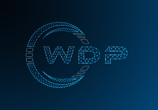 WDP low poly letter logo vector design. WDP lower poly logo design. Low poly logo.