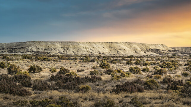 kati thanda - lake eyre national park sunset with distant mesa