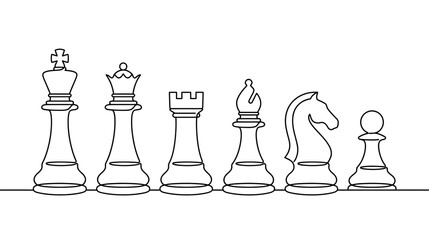 Chess Pieces Line Art Drawing © Saiful