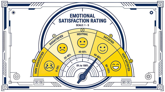 Emotional Satisfaction Rating Gauge with Smiley Faces