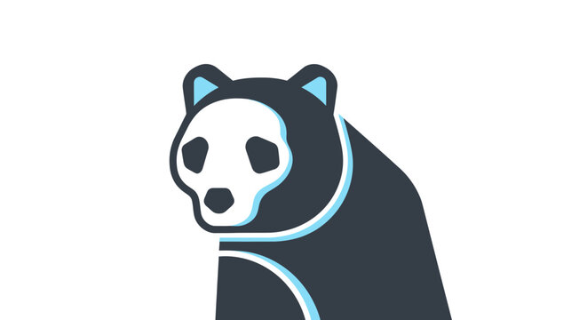 Stylized panda bear head with modern graphical design.