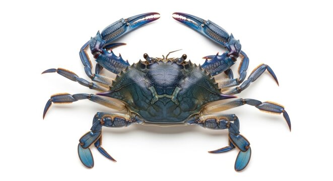 Fresh blue crab isolated on white background.