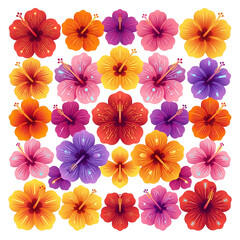 Obraz premium Colorful Hibiscus Flowers Collection for Floral Design.
