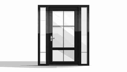Obraz premium Black door with glass panels.