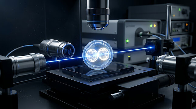 Scientific cell division observation using advanced laser microscopy technology in laboratory setting