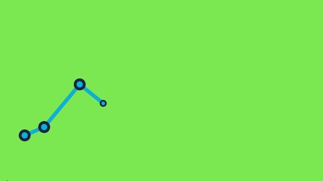 Minimalist Linear Growth Chart Graphic Icon Featuring Connecting Nodes on a Solid Green Background