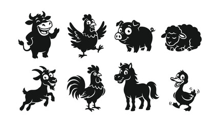 Obraz premium Farm animals mascots in a field