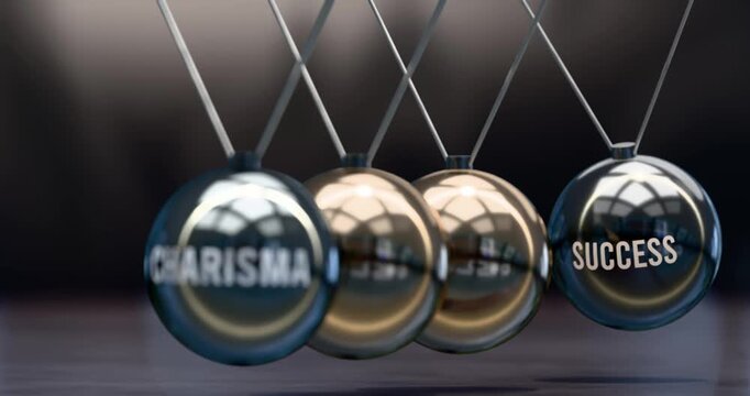 Charisma creates success. Elegant metaphor showing power of the charisma and its effects on success. Mutual and self inforcing link between charisma and success. Video can be looped
