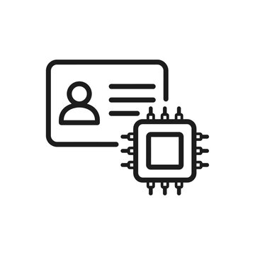 Secure ID icon. Digital smart card with electronic microchip vector illustration.