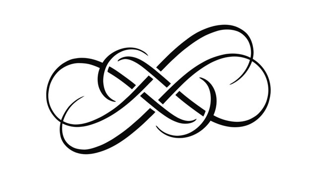 Elegant black infinity calligraphic ornament with infinity, calligraphy