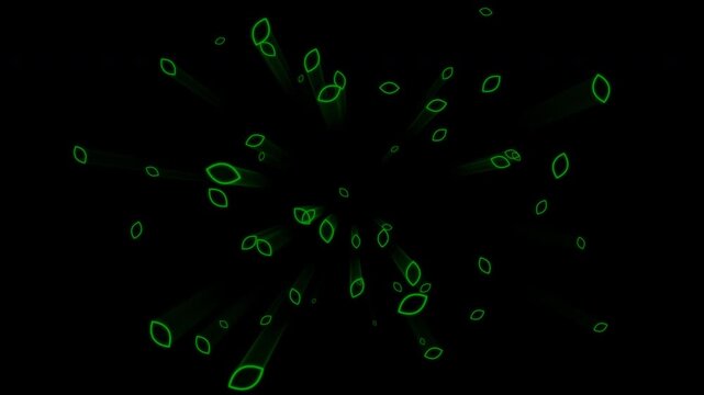 A video in which multiple outline vesica piscis symbols shoot out like fireworks and then disappear alpha channel